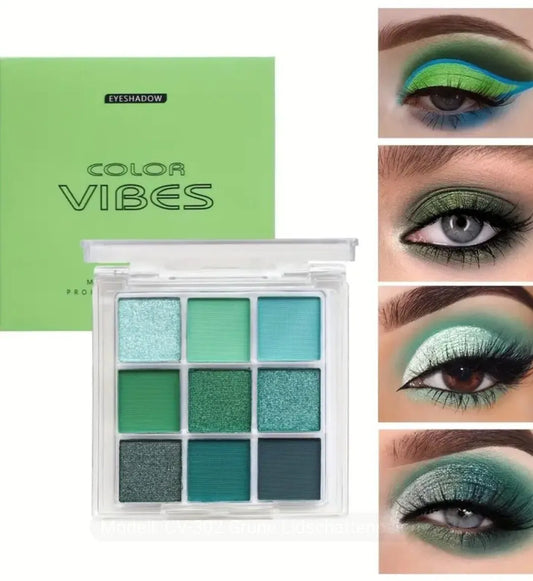 Avocado Grün 9 Farben Lidschattenpalette Polarisiert Perlmut Glitzer